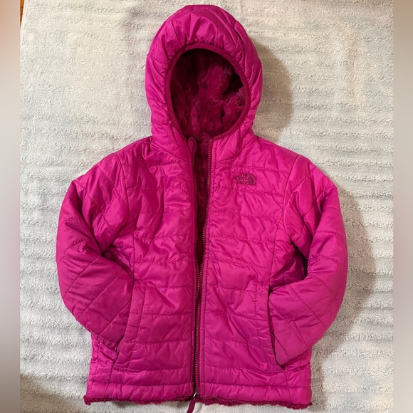 The North Face Fuchsia Jacket reversible with hood & pockets 4T - Picture 7 of 16